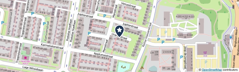 Kaartweergave Uranusstraat in Tilburg