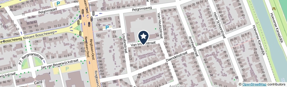 Kaartweergave Van Imhoffstraat in Tilburg