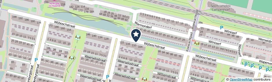 Kaartweergave Wijboschstraat in Tilburg