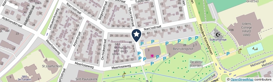 Kaartweergave Hyacintstraat in Uden