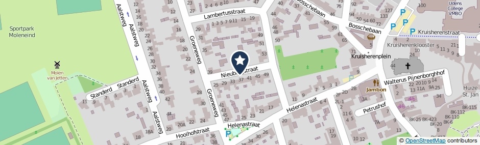 Kaartweergave Nieuburgstraat in Uden