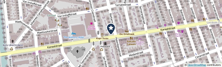 Kaartweergave Kanaalstraat 185 in Utrecht