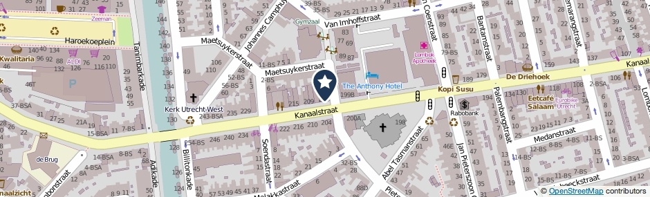 Kaartweergave Kanaalstraat 201 in Utrecht