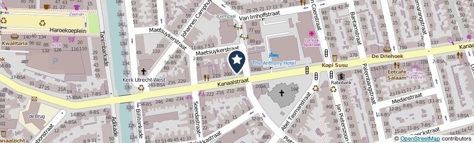 Kaartweergave Kanaalstraat 203-A in Utrecht