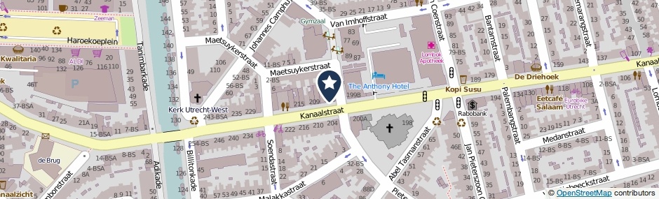 Kaartweergave Kanaalstraat 203 in Utrecht