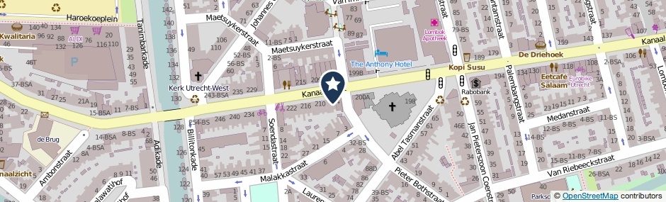 Kaartweergave Kanaalstraat 204-BS in Utrecht