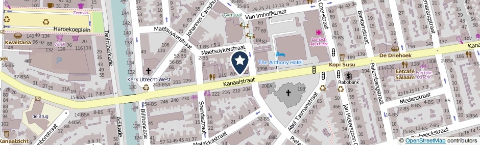 Kaartweergave Kanaalstraat 205-BS in Utrecht
