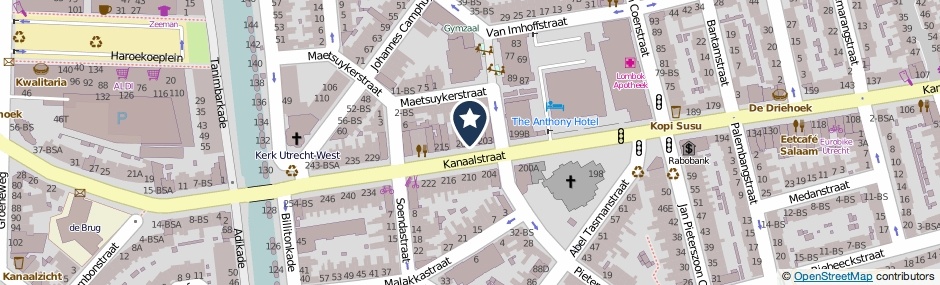 Kaartweergave Kanaalstraat 207 in Utrecht