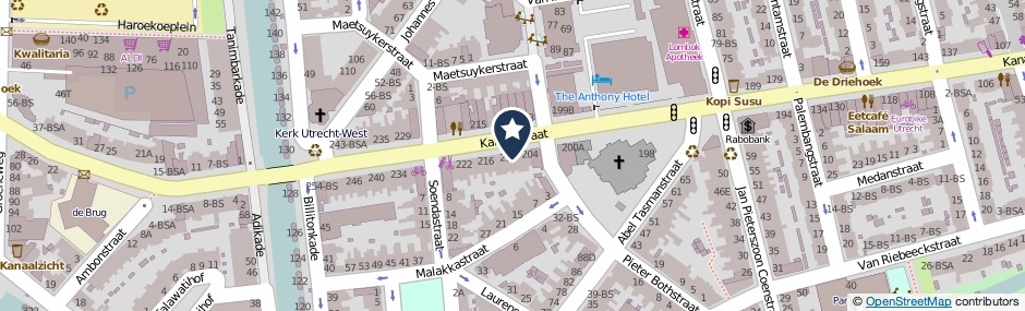 Kaartweergave Kanaalstraat 208-BS in Utrecht