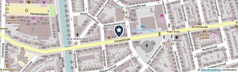 Kaartweergave Kanaalstraat 209-BS in Utrecht