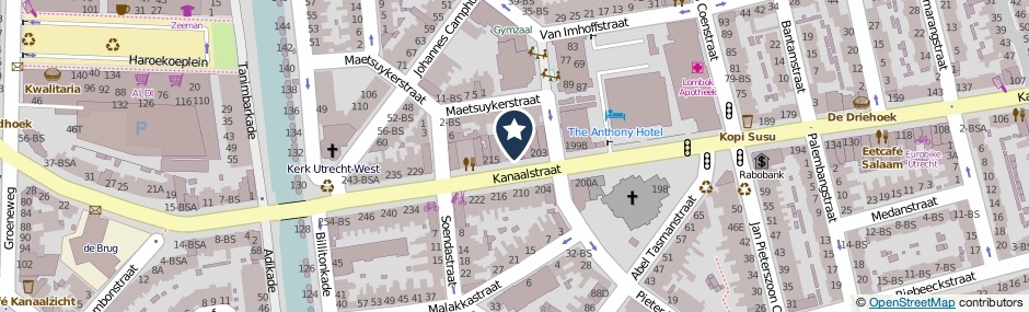 Kaartweergave Kanaalstraat 209 in Utrecht