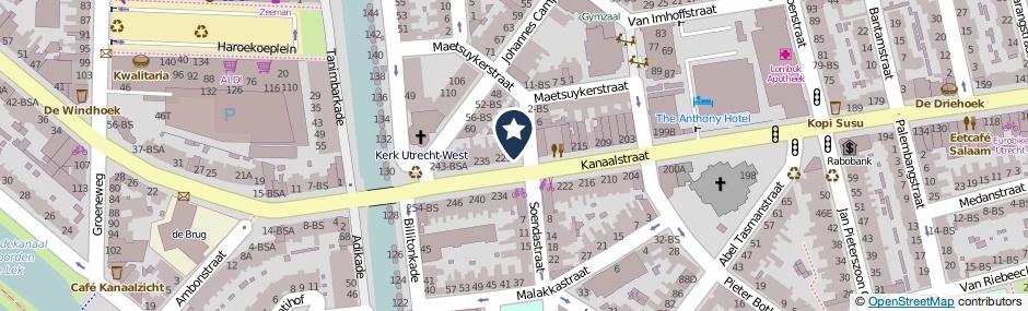 Kaartweergave Kanaalstraat 225 in Utrecht