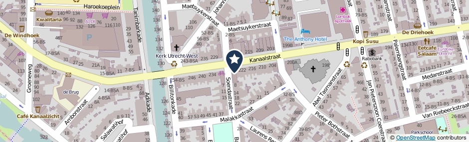 Kaartweergave Kanaalstraat 226-BS in Utrecht