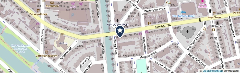 Kaartweergave Kanaalstraat 252 in Utrecht
