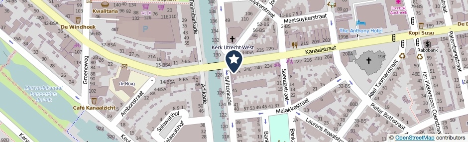 Kaartweergave Kanaalstraat 254 in Utrecht