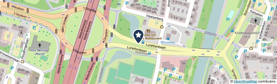 Kaartweergave Lunettenbaan in Utrecht