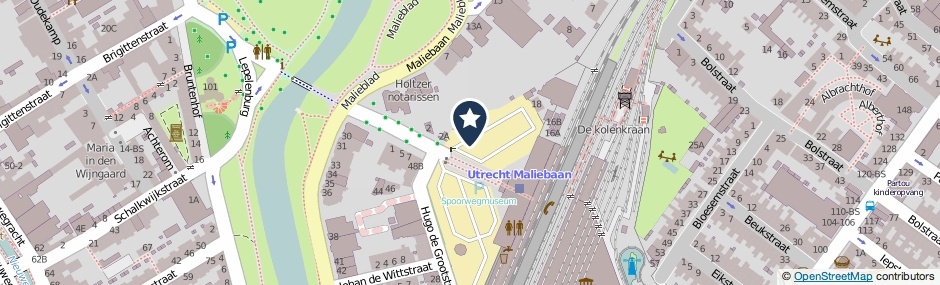 Kaartweergave Maliebaanstation in Utrecht