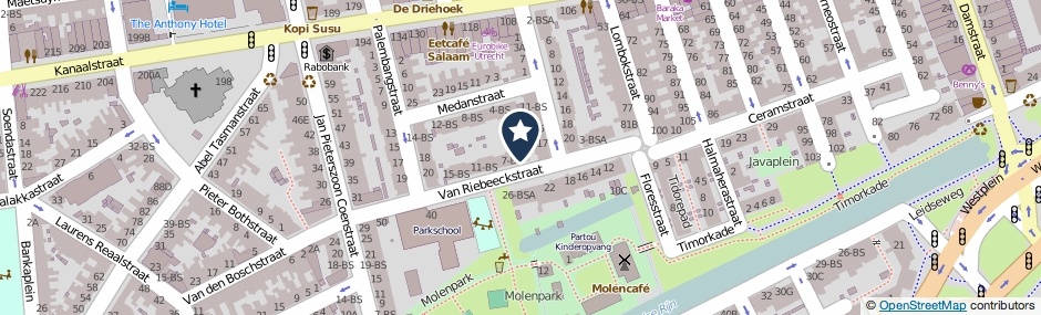 Kaartweergave Van Riebeeckstraat 5-BSA in Utrecht