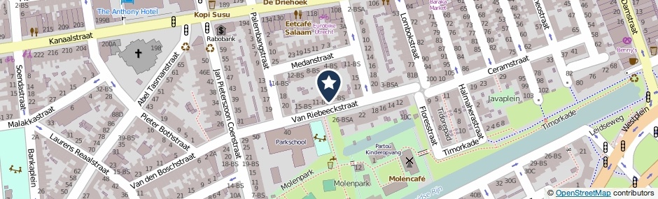 Kaartweergave Van Riebeeckstraat 9-BS in Utrecht