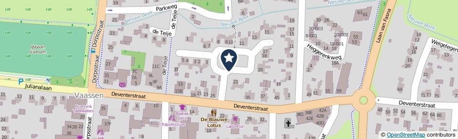 Kaartweergave Hoveniersstraat in Vaassen