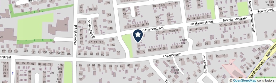 Kaartweergave Jan Hamerstraat 6 in Vaassen