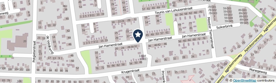 Kaartweergave Jan Hamerstraat in Vaassen