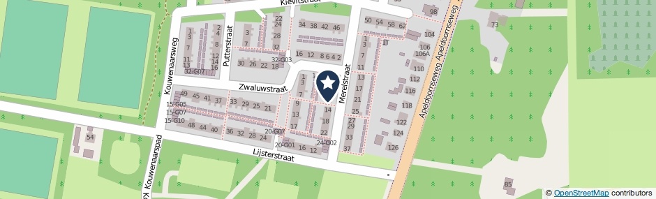 Kaartweergave Merelstraat 12 in Vaassen