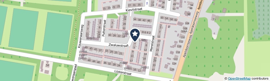 Kaartweergave Zwaluwstraat 1 in Vaassen