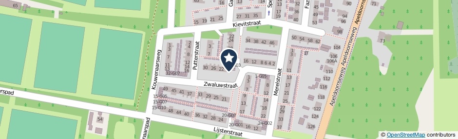 Kaartweergave Zwaluwstraat 18 in Vaassen