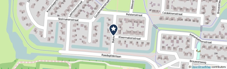 Kaartweergave Bakkersstraat in Veendam