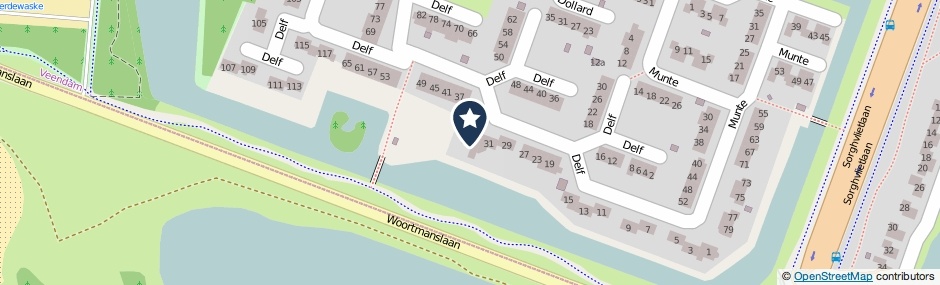 Kaartweergave Delf 33 in Veendam