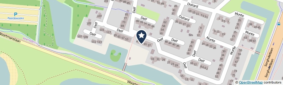 Kaartweergave Delf 45 in Veendam