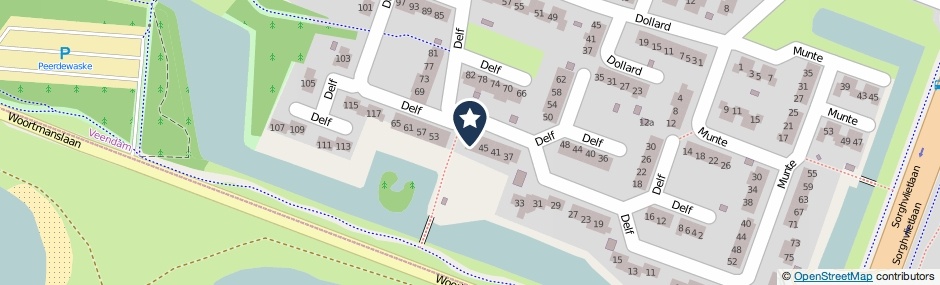 Kaartweergave Delf 49 in Veendam