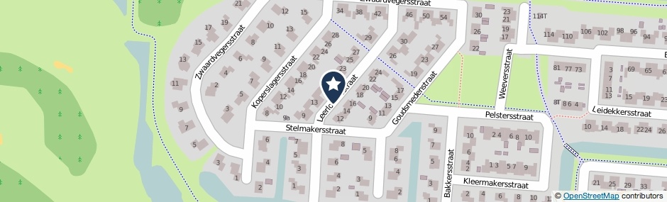 Kaartweergave Leerlooiersstraat in Veendam