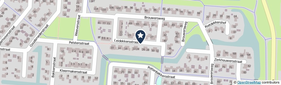 Kaartweergave Leidekkersstraat in Veendam