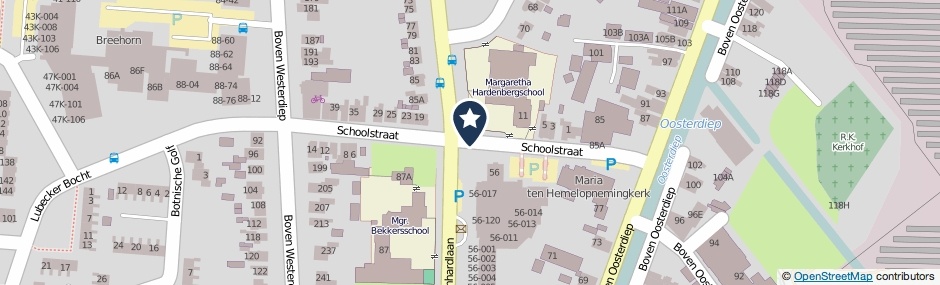 Kaartweergave Schoolstraat in Veendam