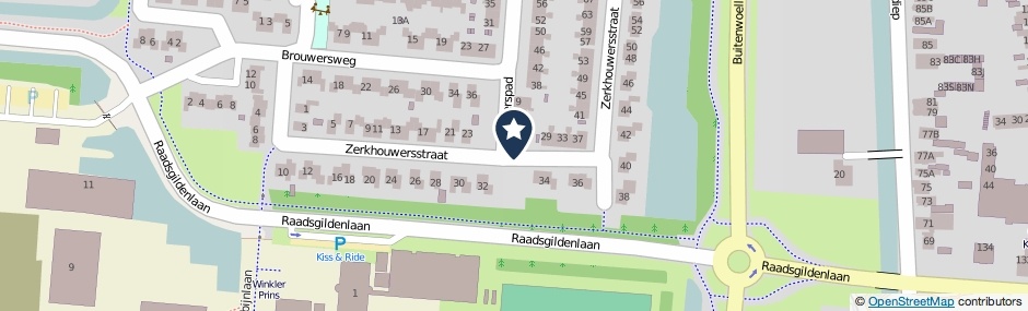 Kaartweergave Zerkhouwersstraat in Veendam