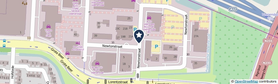 Kaartweergave Newtonstraat in Veenendaal