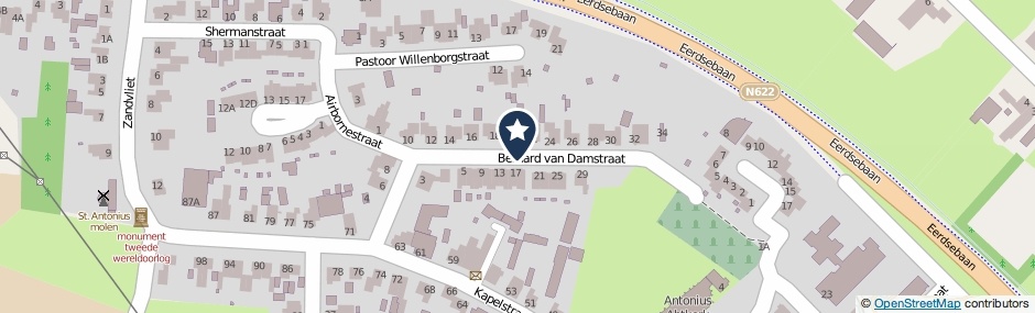 Kaartweergave Bernard Van Damstraat in Veghel