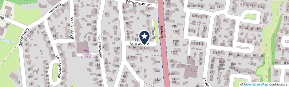 Kaartweergave Julianastraat in Velden