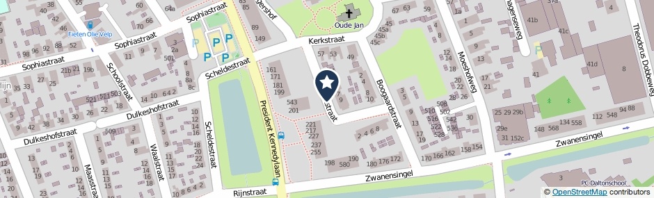 Kaartweergave Beekstraat in Velp (Gelderland)
