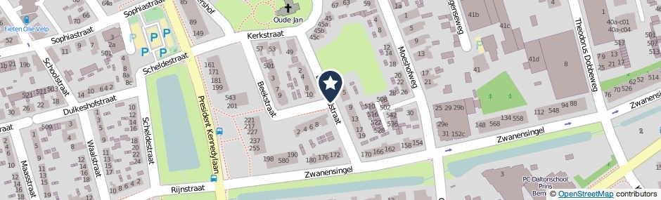 Kaartweergave Boogaardstraat in Velp (Gelderland)