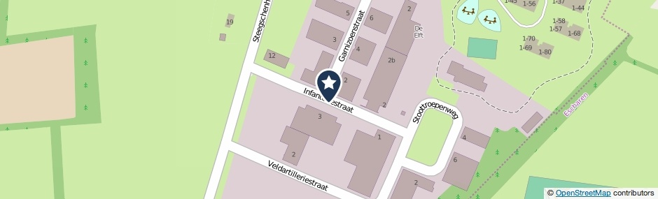 Kaartweergave Infanteriestraat in Velp (Noord-Brabant)