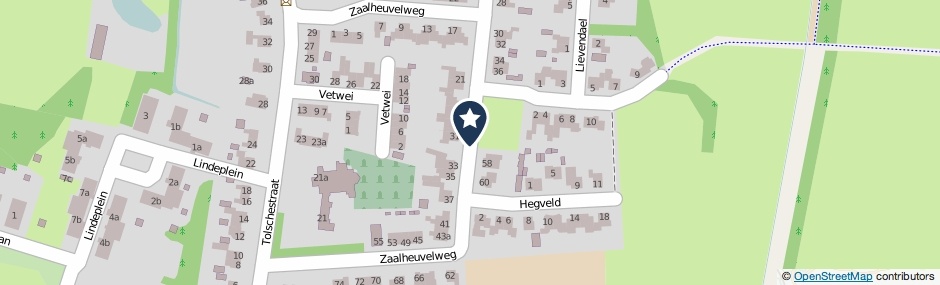Kaartweergave Zaalheuvelweg in Velp (Noord-Brabant)
