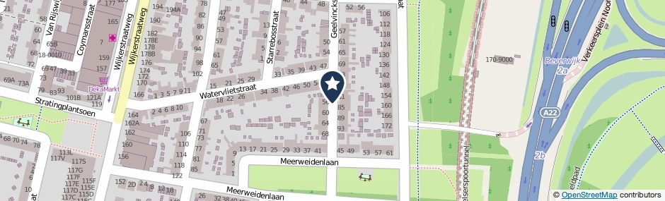 Kaartweergave Geelvinckstraat in Velsen-Noord
