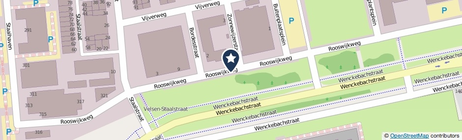 Kaartweergave Rooswijkweg in Velsen-Noord