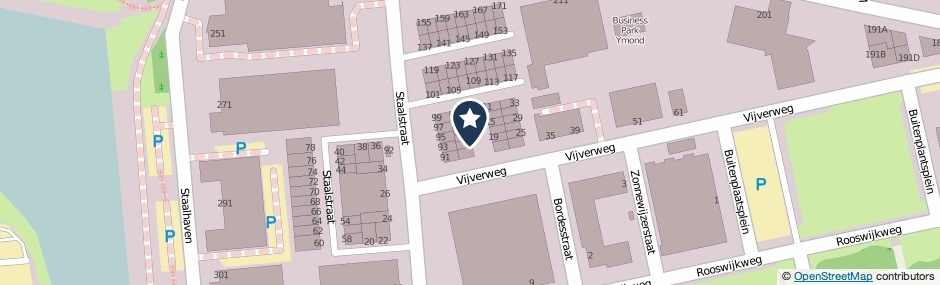 Kaartweergave Vijverweg 3 in Velsen-Noord