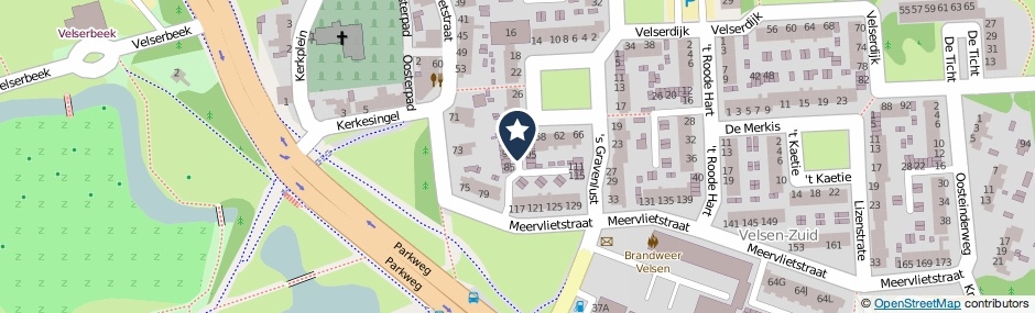 Kaartweergave Meervlietstraat in Velsen-Zuid