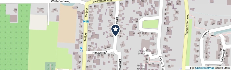 Kaartweergave Nieuwstraat in Venhuizen