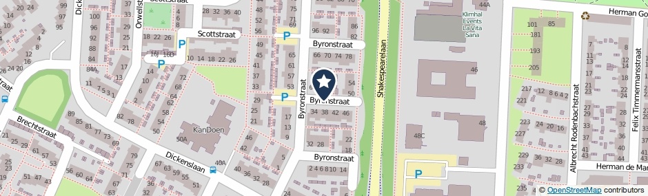 Kaartweergave Byronstraat in Venlo